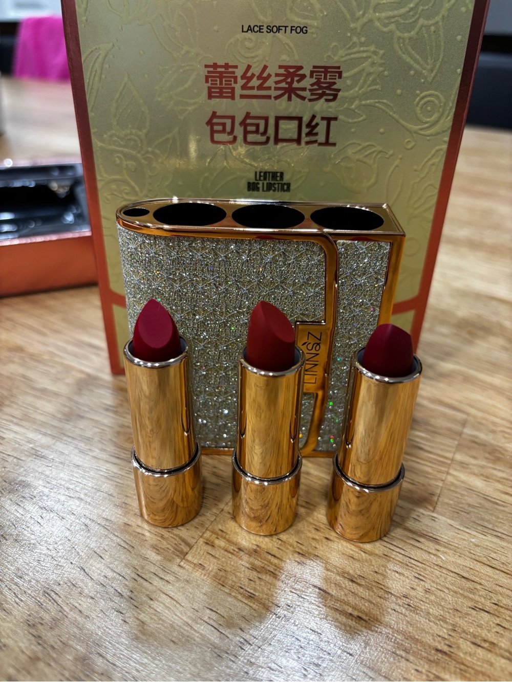 Soft Red Lipstick Trio Classy Crossbody Elegance